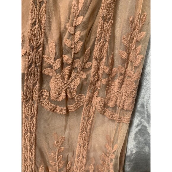 Lace Maxi Dress Womens Small Peachy Blush Sheer Whimsy Fairycore Regencycore Y2K - Picture 8 of 16